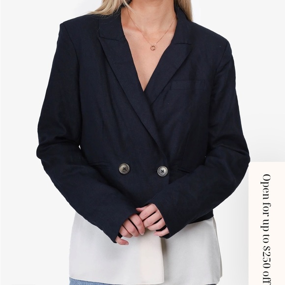 Jason Wu Jackets & Blazers - Jason Wu Navy linen blend cropped Blazer size L